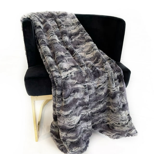 Plutus Brands PBSF1523-6096-TC 60 x 96 in. Wild Rabbit Faux Fur Luxury Throw Blanket, Metal