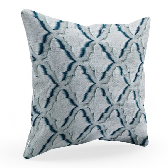 Plutus Light Blue Diamond Animal Faux Fur Luxury Throw Pillow - Double sided 18" x 18"