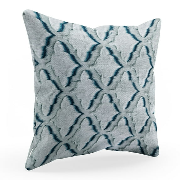 Plutus Light Blue Diamond Animal Faux Fur Luxury Throw Pillow - Double sided 20" x 26" Standard