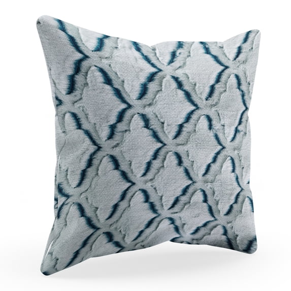 Plutus Light Blue Diamond Animal Faux Fur Luxury Throw Pillow - Double sided 22" x 22"
