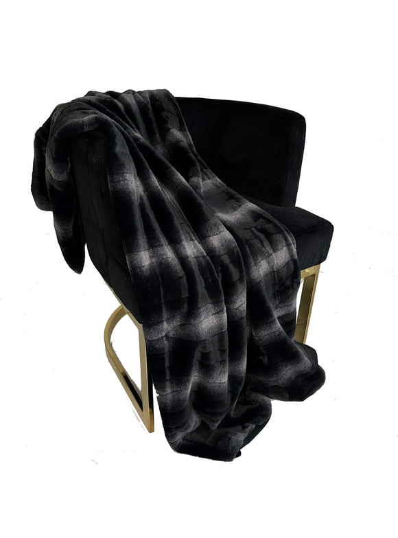 Plutus Brands PBSF2303-114x120 114 x 120 in. Furever Faux Fur Luxury Throw Blanket, Black Graphite
