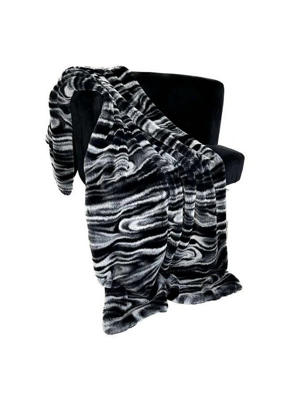 Plutus Brands PBSF2316-3660-TC 36 x 60 in. Galaxy Faux Fur Luxury Throw Blanket, Black & White