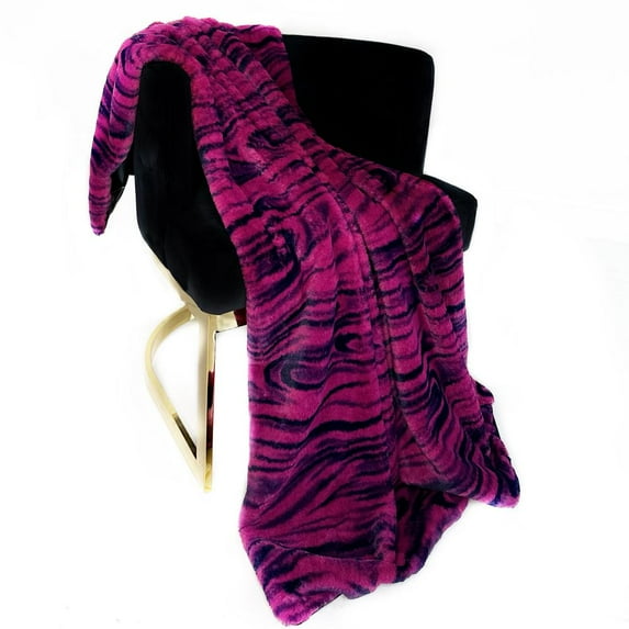 Plutus Brands Plutus Fuchsia Black Galaxy Faux Fur Luxury Throw Blanket, Blanket 108L x 90W Full - Queen