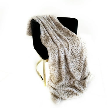 Plutus Brands PBSF2319-6096-TC 60 x 96 in. Savannah Cat Faux Fur Luxury Throw Blanket, Brown & Taupe