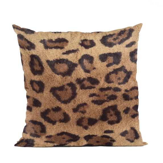 Plutus Brown Jaguar Animal Faux Fur Luxury Throw Pillow - Double sided 20" x 26" Standard