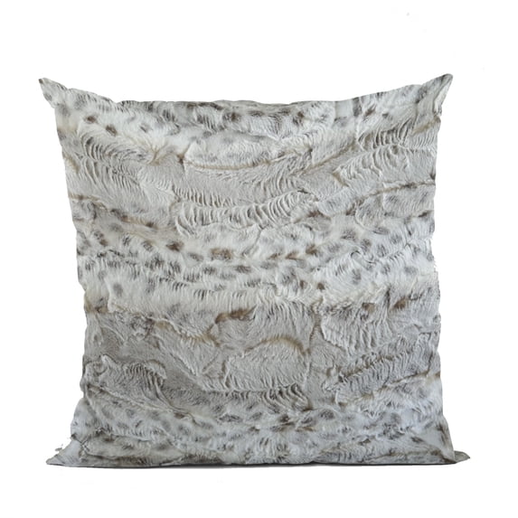 Plutus Taupe Lynx Animal Faux Fur Luxury Throw Pillow - Double sided 16" x 16"