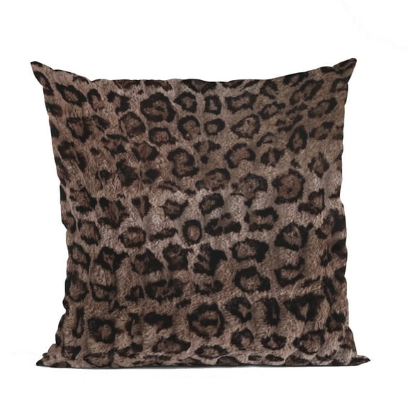 Plutus Brown Leopard Animal Faux Fur Luxury Throw Pillow - Double sided 20" x 30" Queen