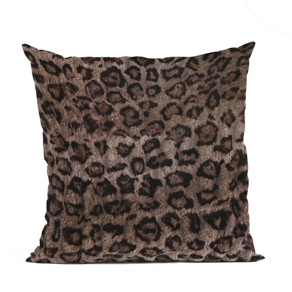 Plutus Brown Leopard Animal Faux Fur Luxury Throw Pillow - Double sided 20" x 36" King
