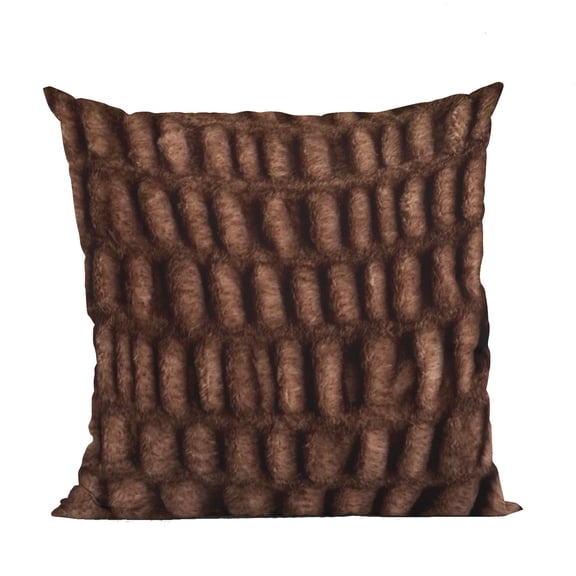 Plutus Brown Plush Pelt Animal Faux Fur Luxury Throw Pillow - Double sided 20" x 36" King