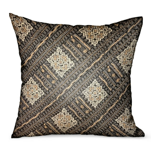 Plutus Brands Pewter Lattice Charcoal Geometric Luxury Outdoor/Indoor Throw Pillow