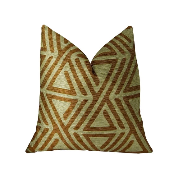 Plutus Brands Plutus Arrow Maze Cream and Brown Handmade Decorative Throw Pillow double sided 20" x 26" standard Large