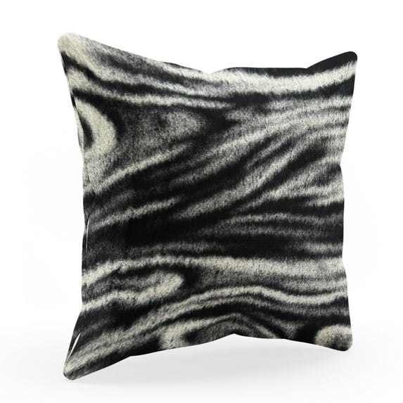 Plutus Black White Galaxy Animal Faux Fur Luxury Throw Pillow - Double sided 18" x 18"