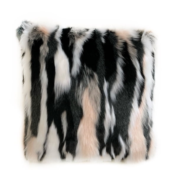 Plutus Brands Black, White, Pink Fancy Animal Faux Fur Luxury Throw Pillow-Size:20" x 36"