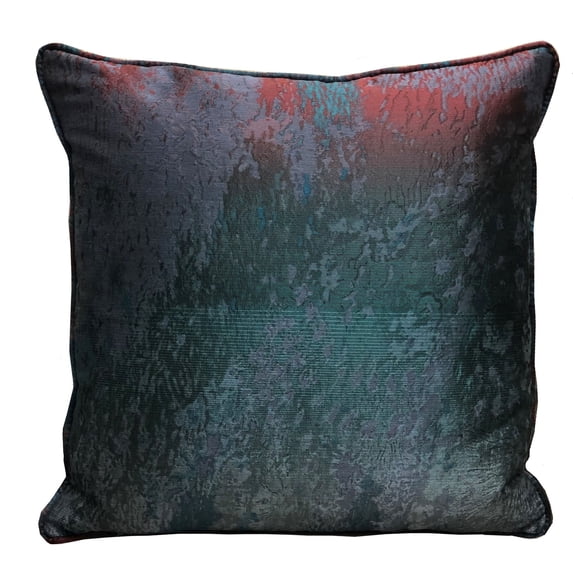 Plutus Bleu Velour Blue, Green, Red Luxury Throw Pillow Double sided 16" x 16"