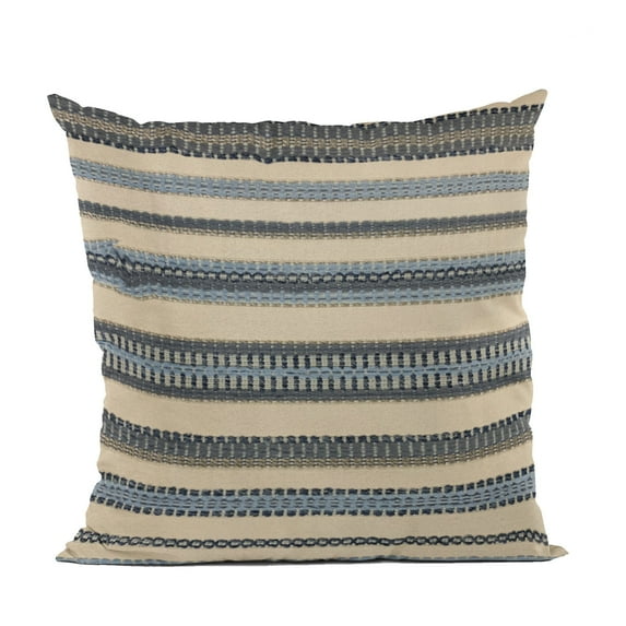 Plutus Brands Blue, Beige Lanes Stripe Luxury Throw Pillow-Size:20" x 30"