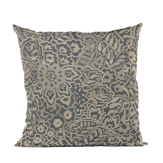 Plutus Brands Blue Plutus Gardens Paisley Luxury Throw Pillow 20 in x 20in, Double Sided 20" x 20"