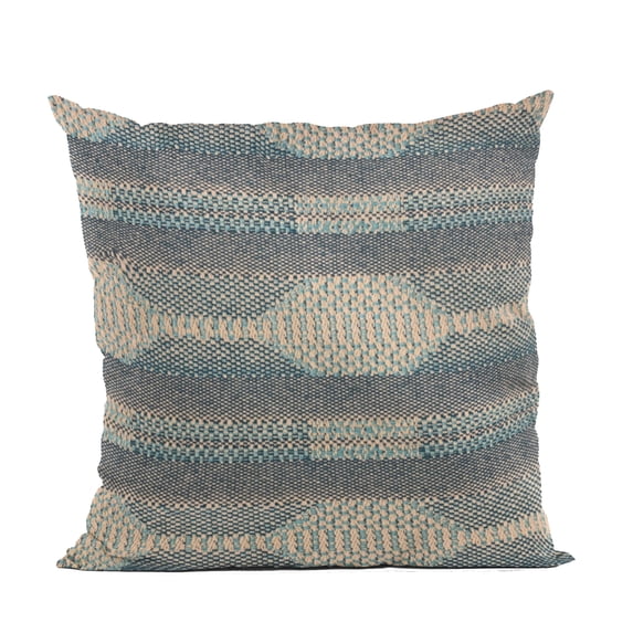 Plutus Brands Blue Plutus Lake Stripe Luxury Throw Pillow 16 in x 16in, Double Sided 16" x 16"