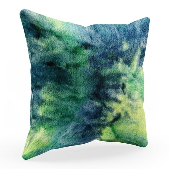 Plutus Brands Plutus Green Yellow Blue Northern Lights Animal Faux Fur Luxury Throw Pillow, Double sided 18" x 18"