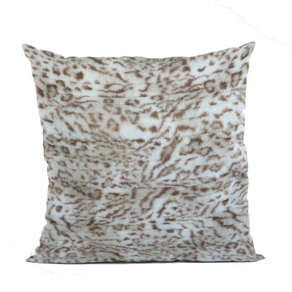 Plutus Light Brown Luxe Lash Animal Faux Fur Luxury Throw Pillow - Double sided 24" x 24"