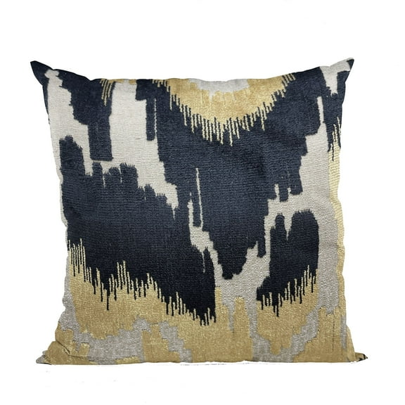 Plutus Brands Plutus Velvet Glamour Black, Gold, Cream Handmade Luxury Pillow, 12L x 20W