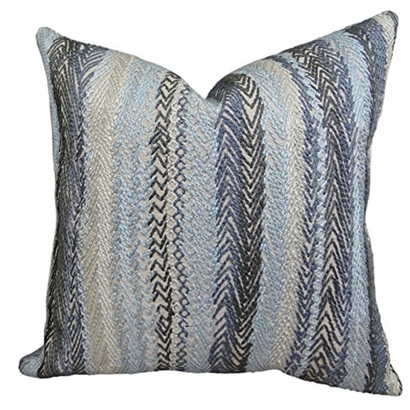 Plutus Zigzag Rows Graphite Handmade Throw Pillow, (Double sided 24" x 24")