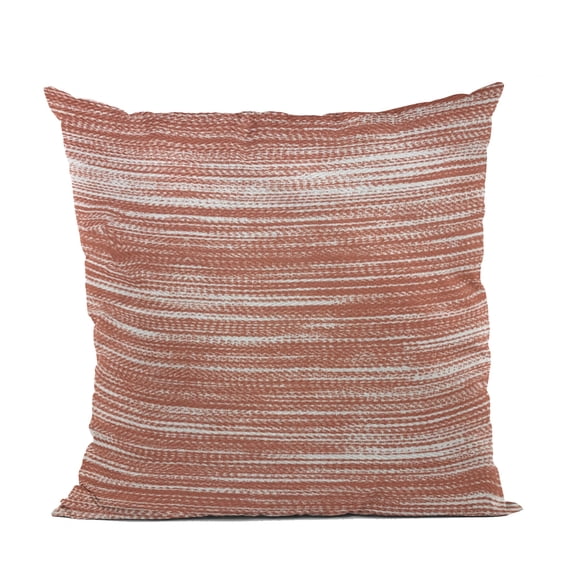 Plutus Brands Red, Beige Plutus Shower Stripe Luxury Throw Pillow 16 in x 16in, Double Sided 16" x 16"