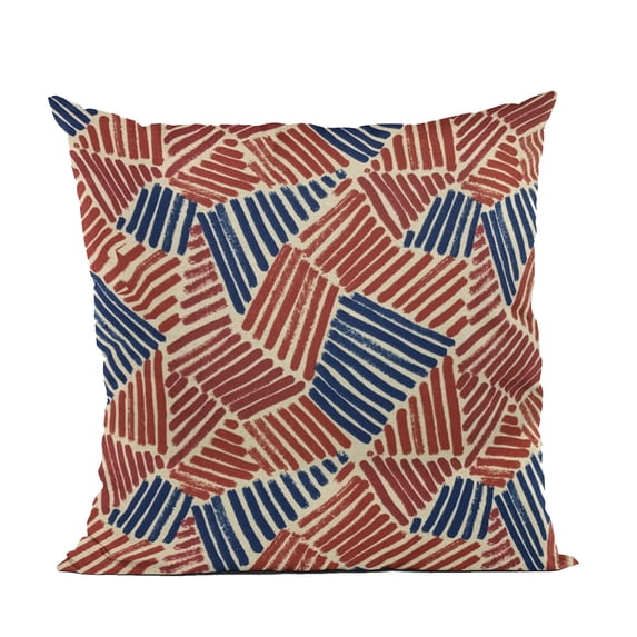 Plutus 26" x 26" Sketch Abstract Luxury Throw Pillow in Red and Blue