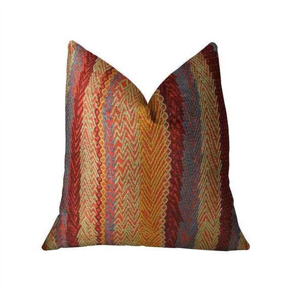 Plutus Brands Red Sand Red Blue and Orange Handmade Luxury Pillow