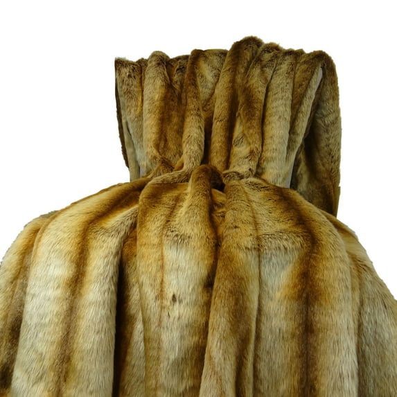 Plutus Brands Sheared Faux Throw Pillow, 90 x 90, Gold/Beige/Brown