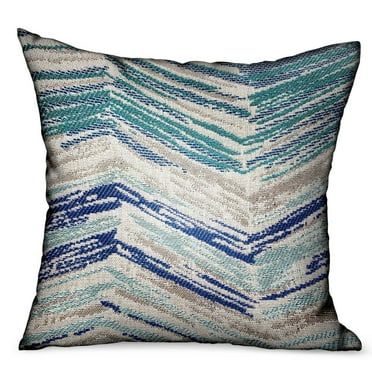 Plutus Brands Skyline Breeze Blue Chevron Luxury Outdoor/Indoor Throw Pillow