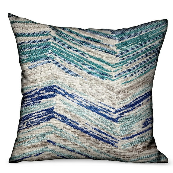 Plutus Brands Plutus Skyline Breeze Blue Chevron Luxury Outdoor/Indoor Throw Pillow, 16L x 16W