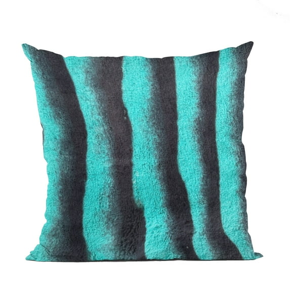 Plutus Teal Black Wild Ocean Animal Faux Fur Luxury Throw Pillow - Double sided 18" x 18"