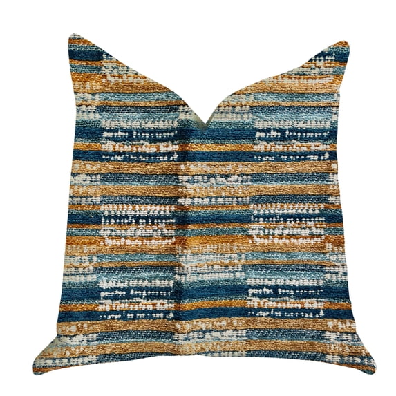 Plutus Brands Timber Blue and Beige Textured Luxury Decorative Throw Pillow Double Sided 26" x 26"