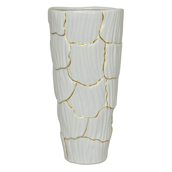 Plutus Modern Textured Ceramic Vase in White