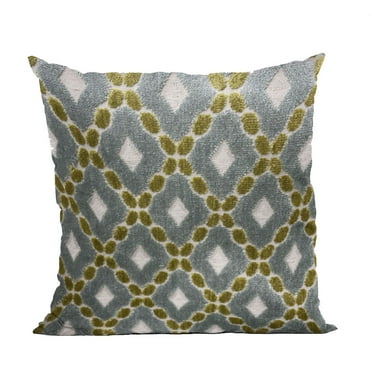 Plutus Brands Velvet Majestic Blue, Citrine, Cream Handmade Luxury Pillow