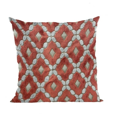 Plutus Brands Velvet Majestic Red, Gray Handmade Luxury Pillow