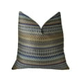 thumbnail image 1 of Plutus Zipline Navy Blue and Taupe Handmade Luxury Pillow - Double sided 20" x 36" King, 1 of 3