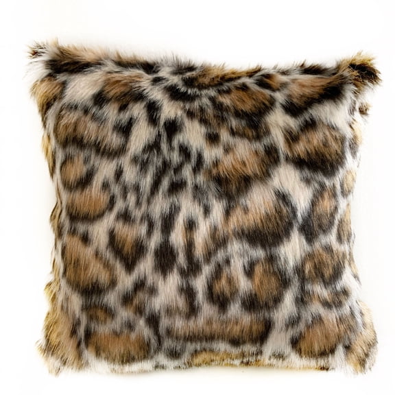 Plutus Brands Brown Plutus Tiger Animal Faux Fur Luxury Throw Pillow 24 in x 24in, Double Sided 24" x 24"