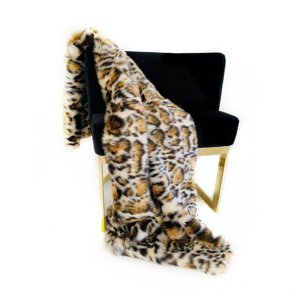 Plutus 80" x 110" Tiger Faux Fur Luxury Throw Blanket in Brown