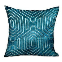 Plutus 20" x 20" Cerulean Velvet Geometric Luxury Throw Pillow in Blue