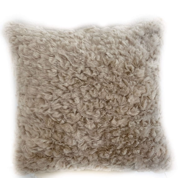 Plutus 26" x 26" Persian Chila Animal Faux Fur Luxury Throw Pillow in Champagne