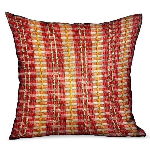 Plutus Cherry Tassel Orange Stripes Luxury Outdoor/Indoor Throw Pillow Double sided 12" x 20"