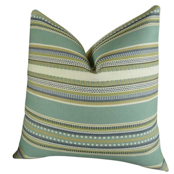 Plutus Chic Stripe Aloe Handmade Throw Pillow, (Double sided 26" x 26")