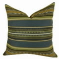 thumbnail image 1 of Plutus Chic Stripe Indigo Handmade Pillow - Dark - Blue - Olive - Green & Cream - 24 x 24 in., 1 of 4