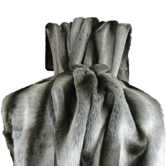 Plutus Gray Chinchilla Faux Fur Handmade Throw/Blanket-Color:Gray/Silver,Size:90"W x 90"L