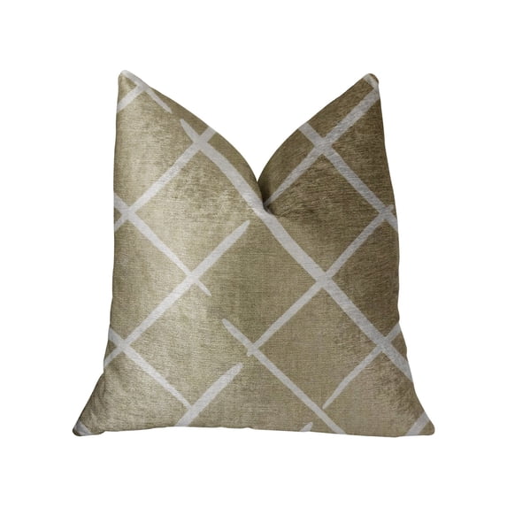 Plutus DaVinci Beige and Brown Luxury Throw Pillow 12"L x20"W