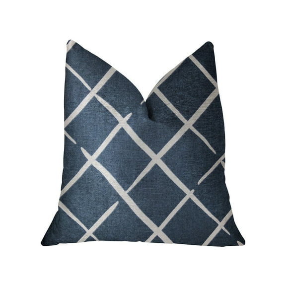 Plutus DaVinci Blue and White Luxury Throw Pillow 22"L x22"W