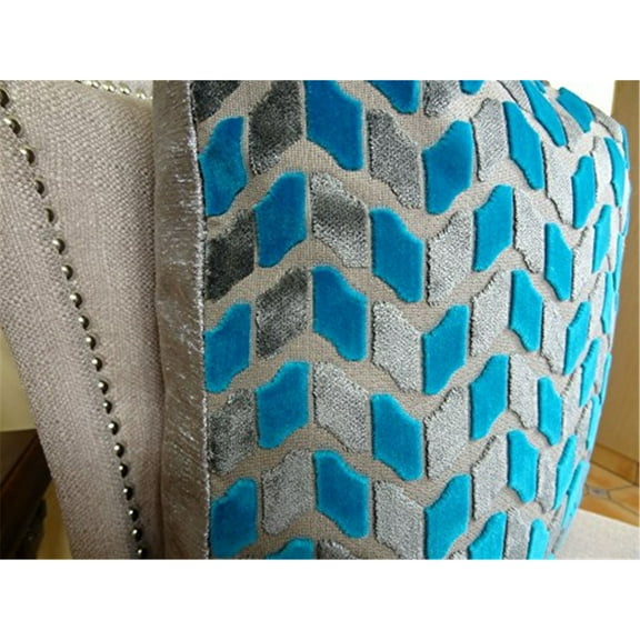 Plutus Deep Sea Dive Handmade Throw Pillow - Turquoise & Gray - 18 x 18 in.