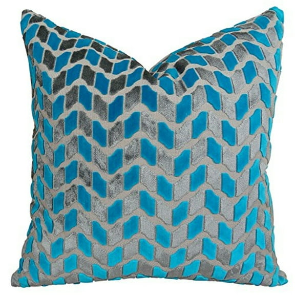 Plutus Deep Sea Dive Handmade Throw Pillow - Turquoise & Gray - 20 x 36 in. King Size