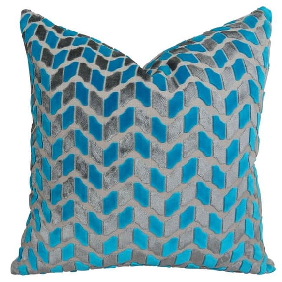 Plutus Deep Sea Dive Handmade Throw Pillow - Turquoise & Gray - 20 x 36 in.